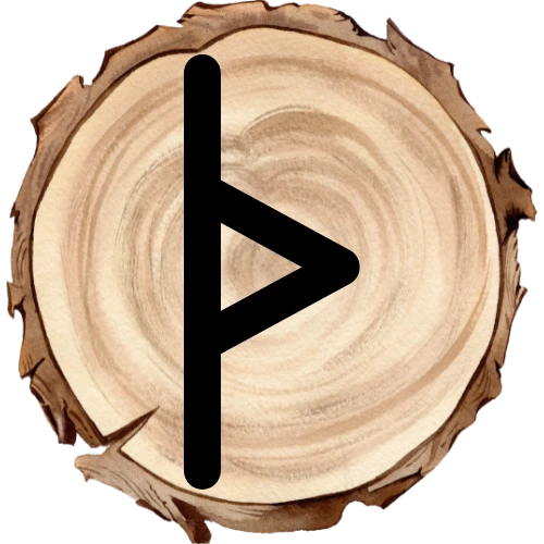 Thurisaz rune on a wooden disc