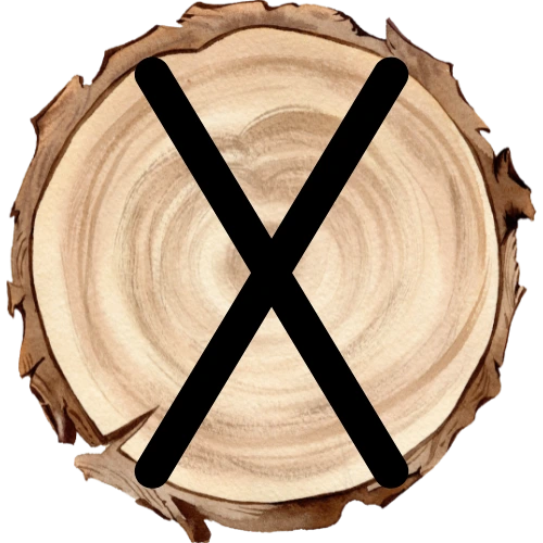 Gebo rune on a wooden disc