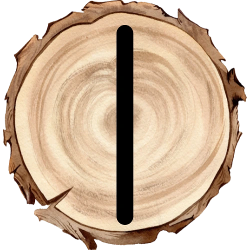 Isa rune on a wooden disc
