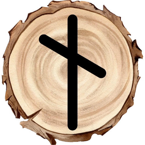 Naudhiz rune on a wooden disc