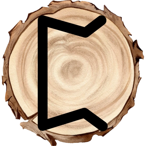 Perthro rune on a wooden disc