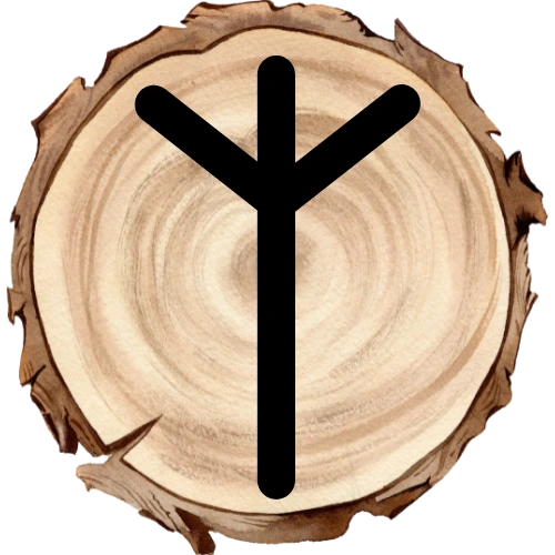 Algiz rune on a wooden disc