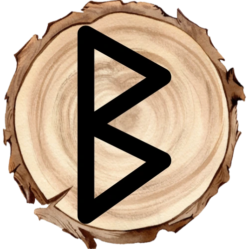 Berkano rune on a wooden disc