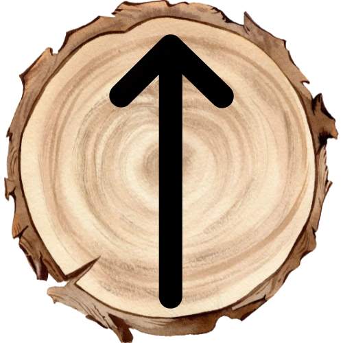 Tiwaz rune on a wooden disc