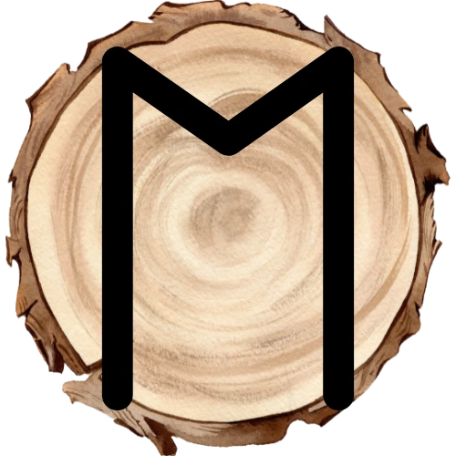 Ehwaz rune on a wooden disc