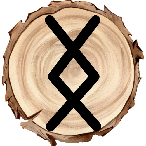 Ingwaz rune on a wooden disc
