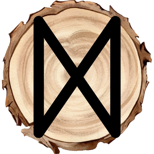 Dagaz rune on a wooden disc