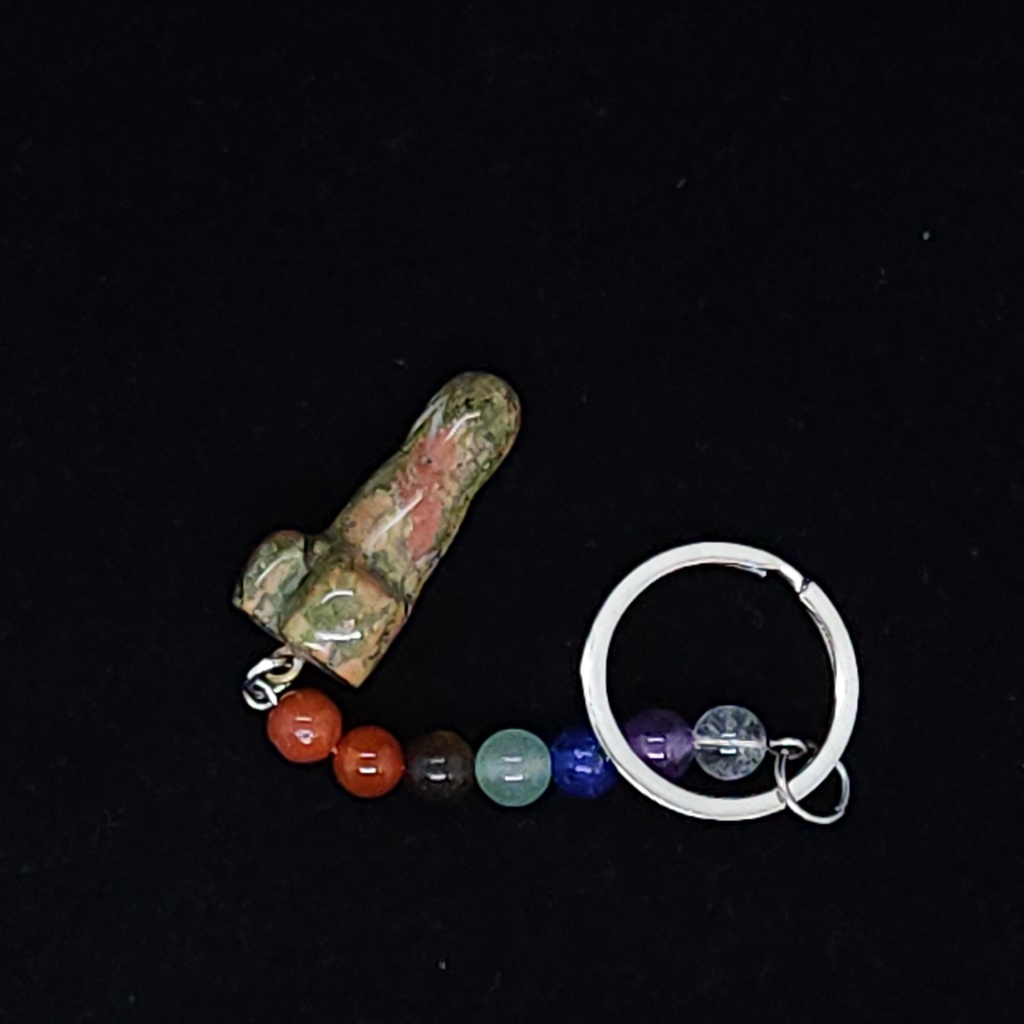 [10856] Chakra Richard Keychains (African Bloodstone)