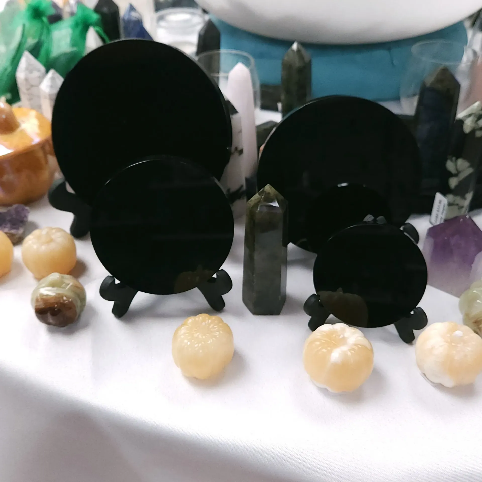 Obsidian Scrying Mirror with Stand