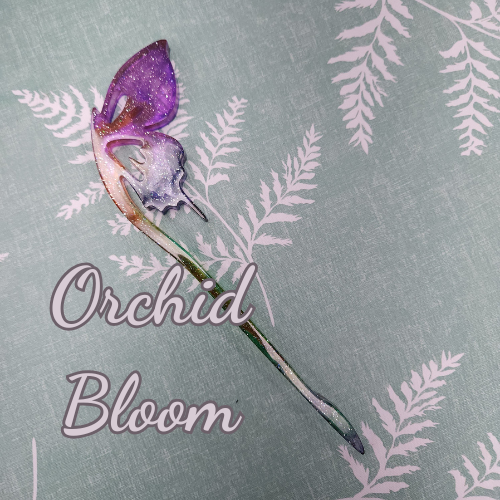[11775] Enchanted Resin Hair Sticks (Orchid Bloom)