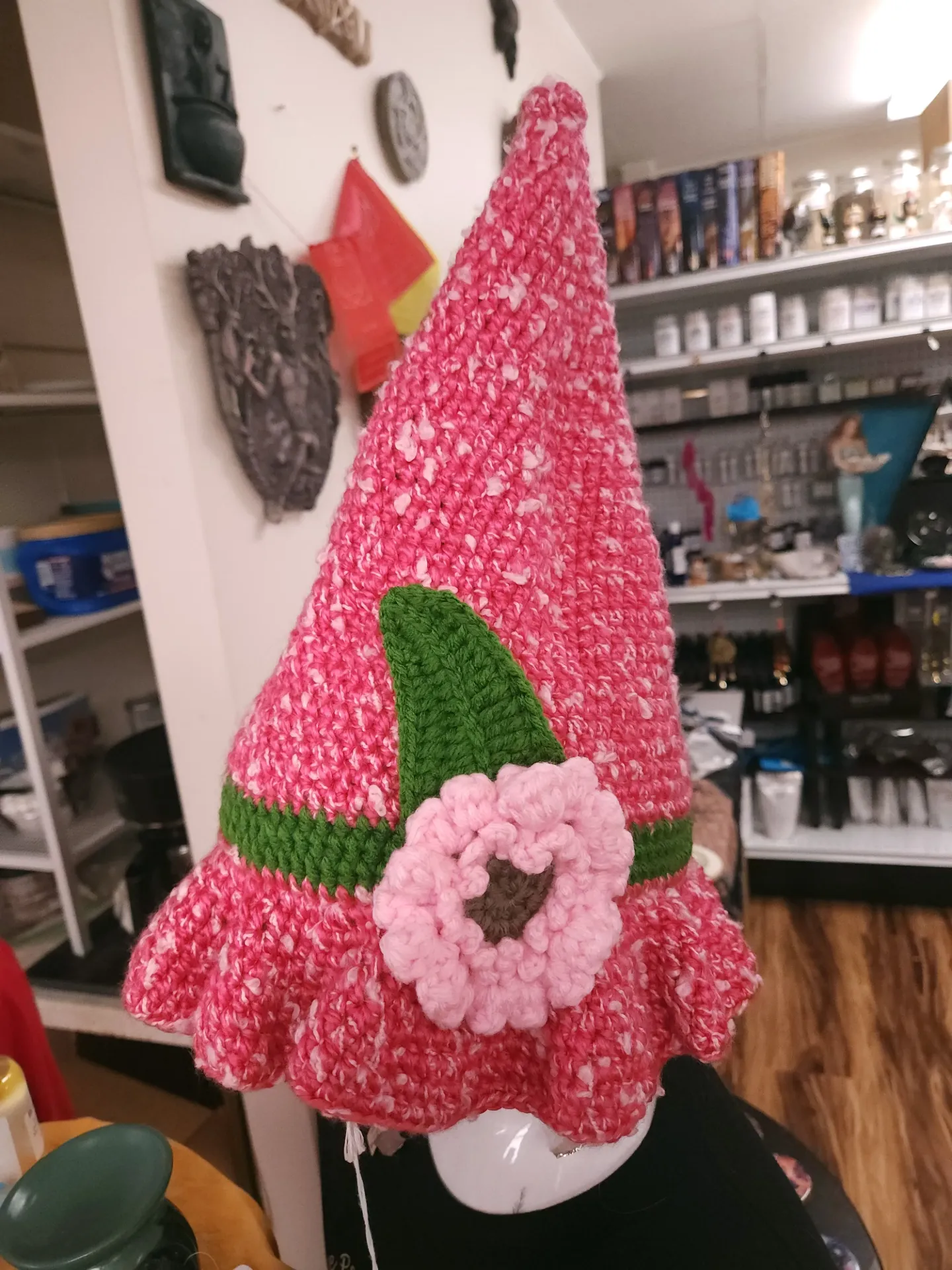 [15593] Handmade Pink Crochet Witch Hat