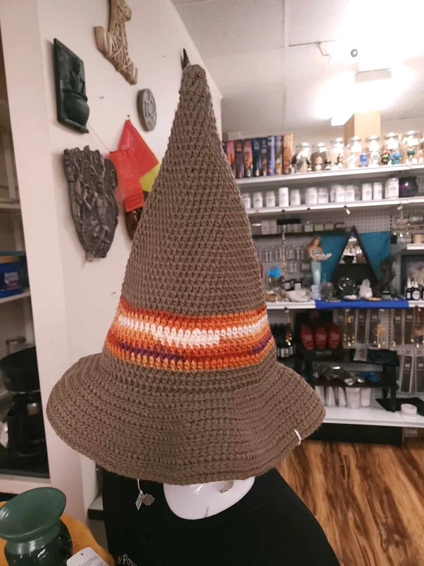 Handmade Earth-Tone Crochet Witch Hat