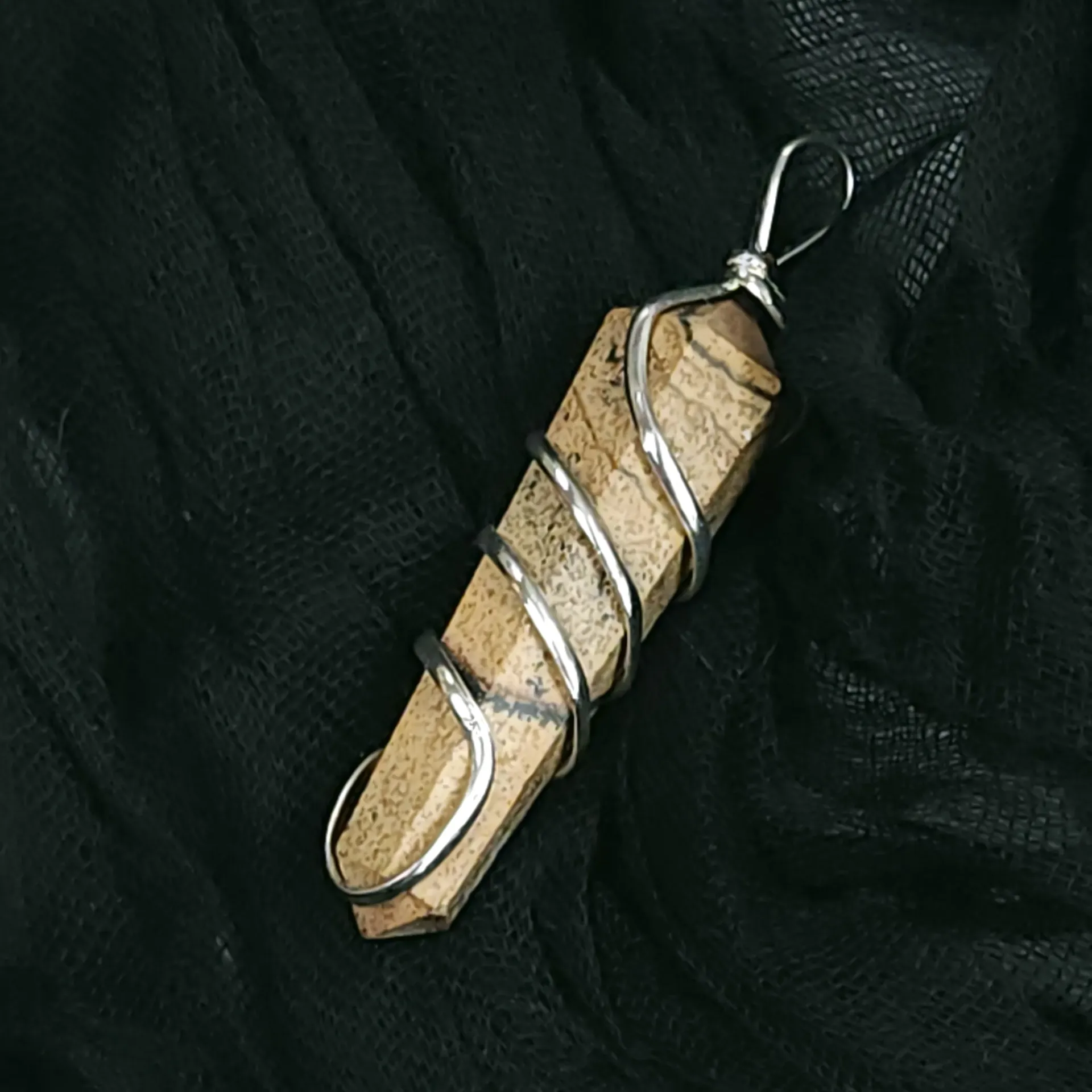 [9880] Wire Wrapped Picture Jasper Pendant