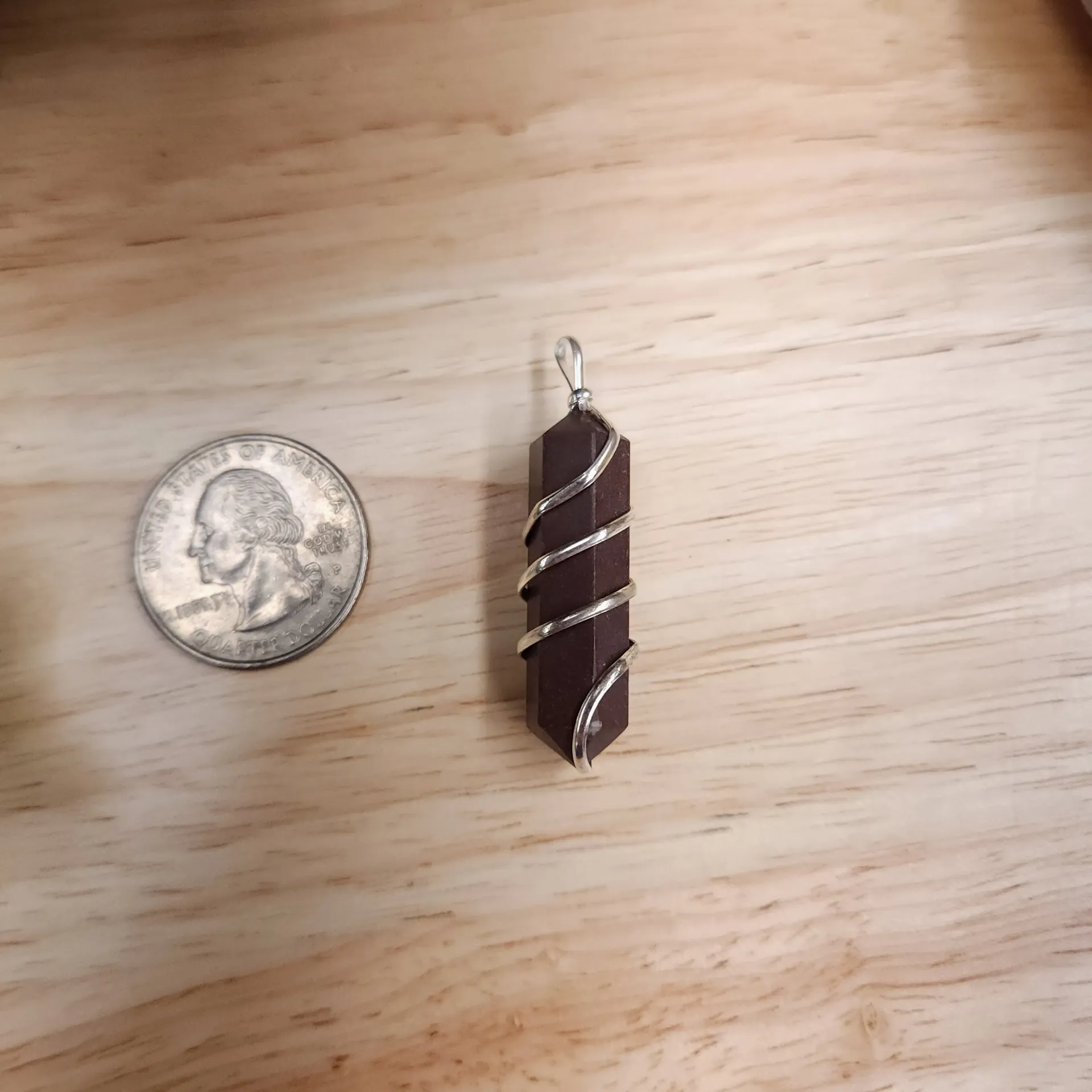 [9934] Red Jasper Double-Point Pendant, Wire-Wrapped