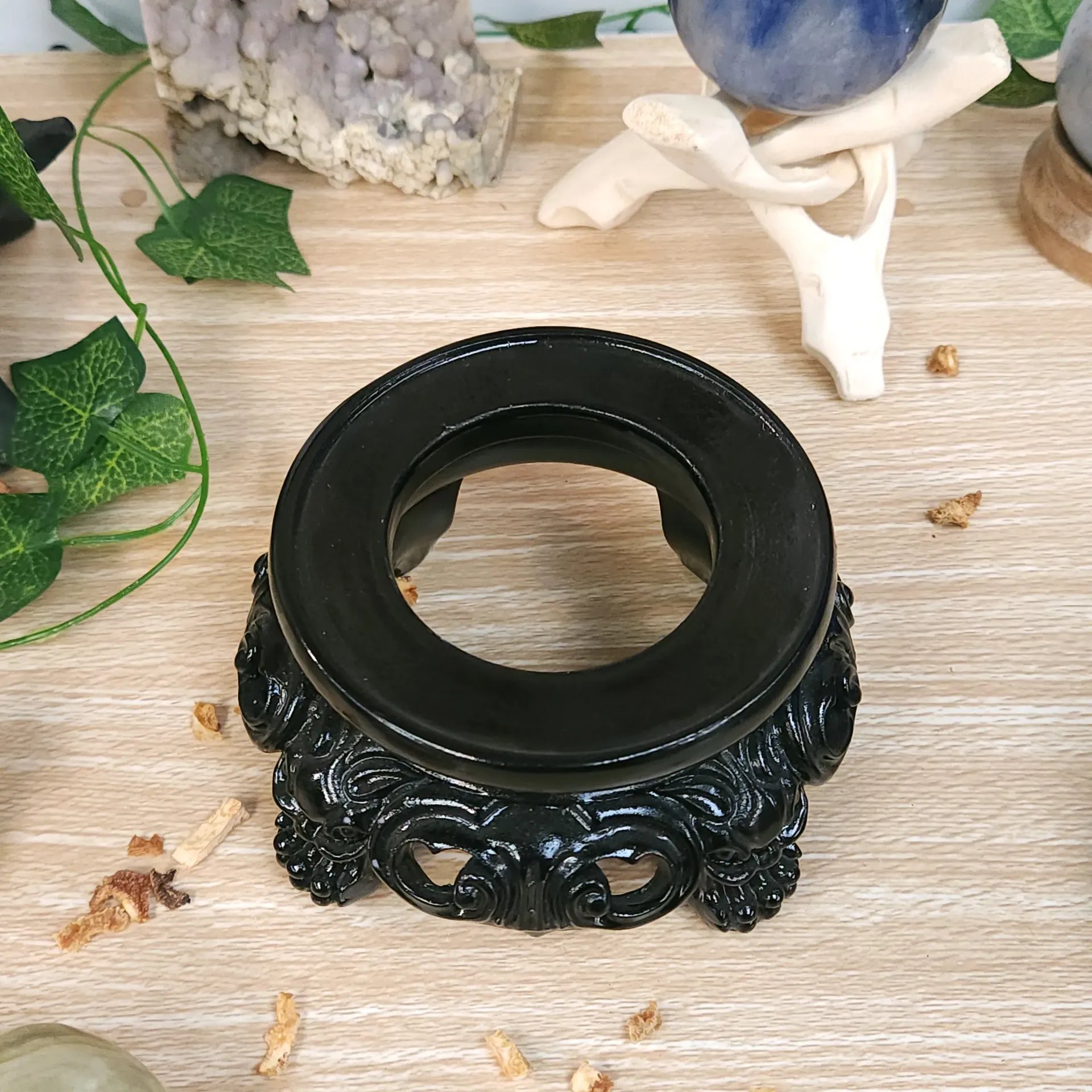 Black Wood Sphere Stand 4.5"