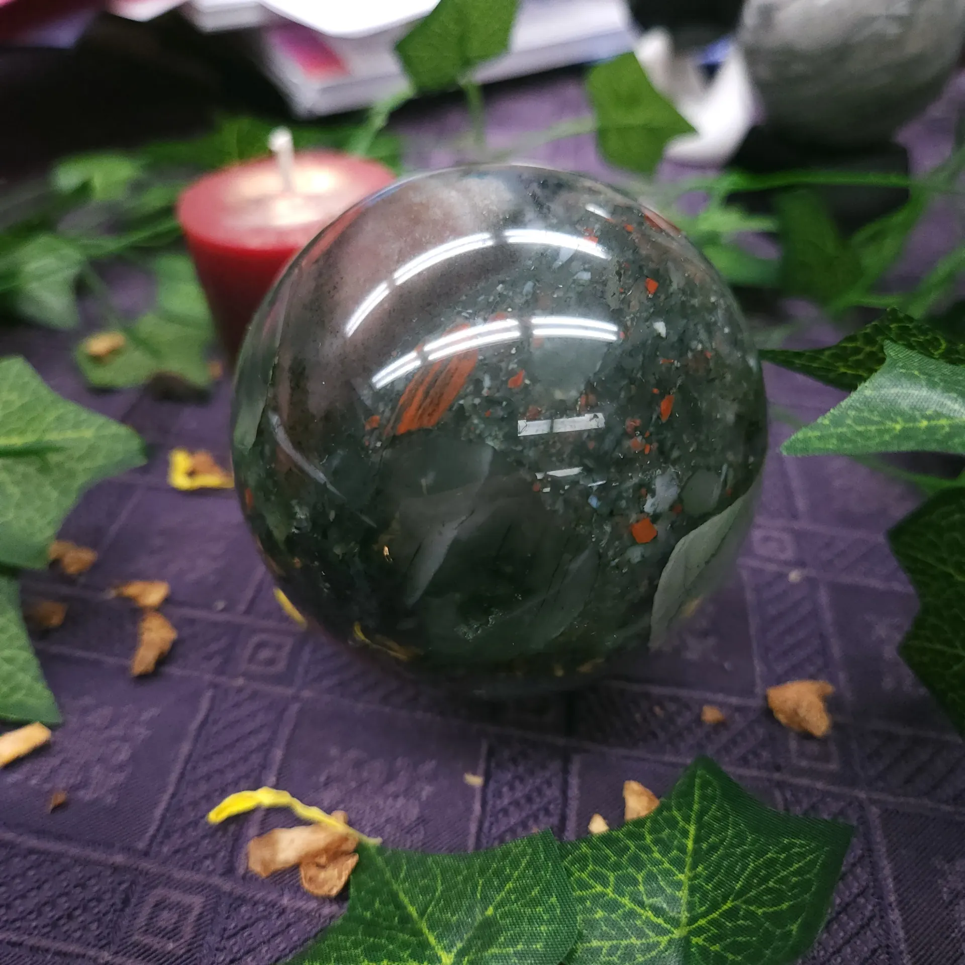 African Bloodstone Polished Sphere 75mm