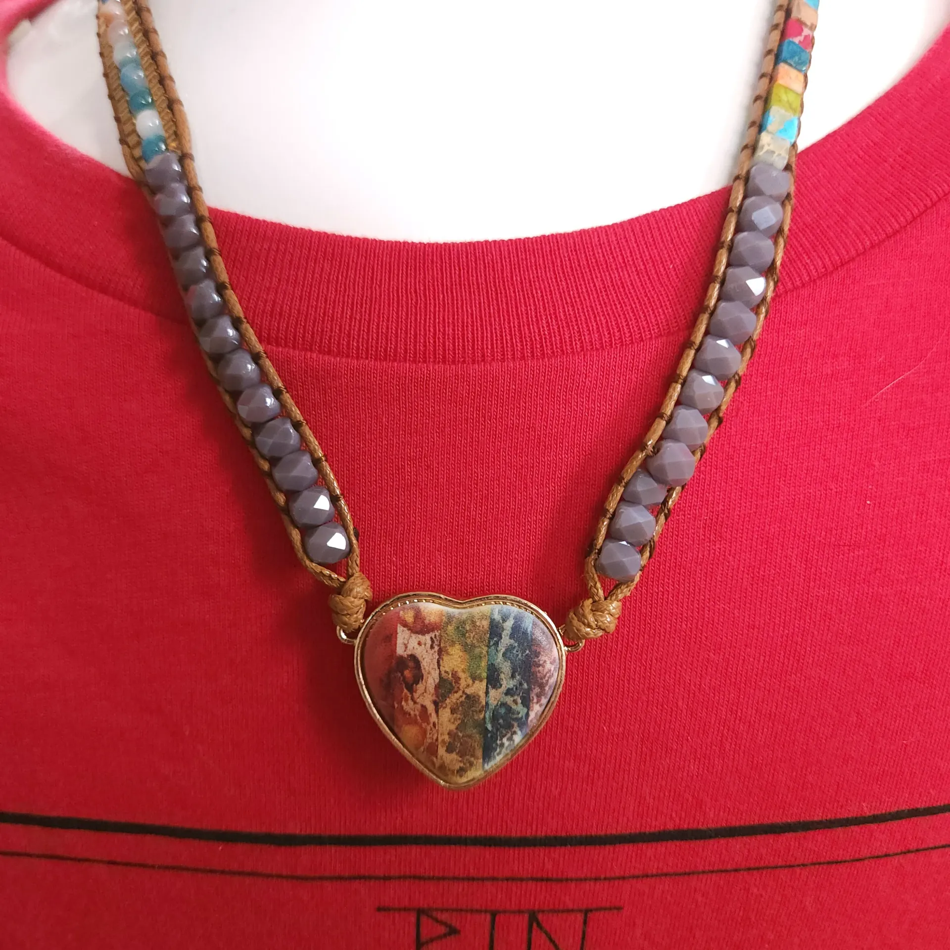 Imperial Jasper & Leather Necklace