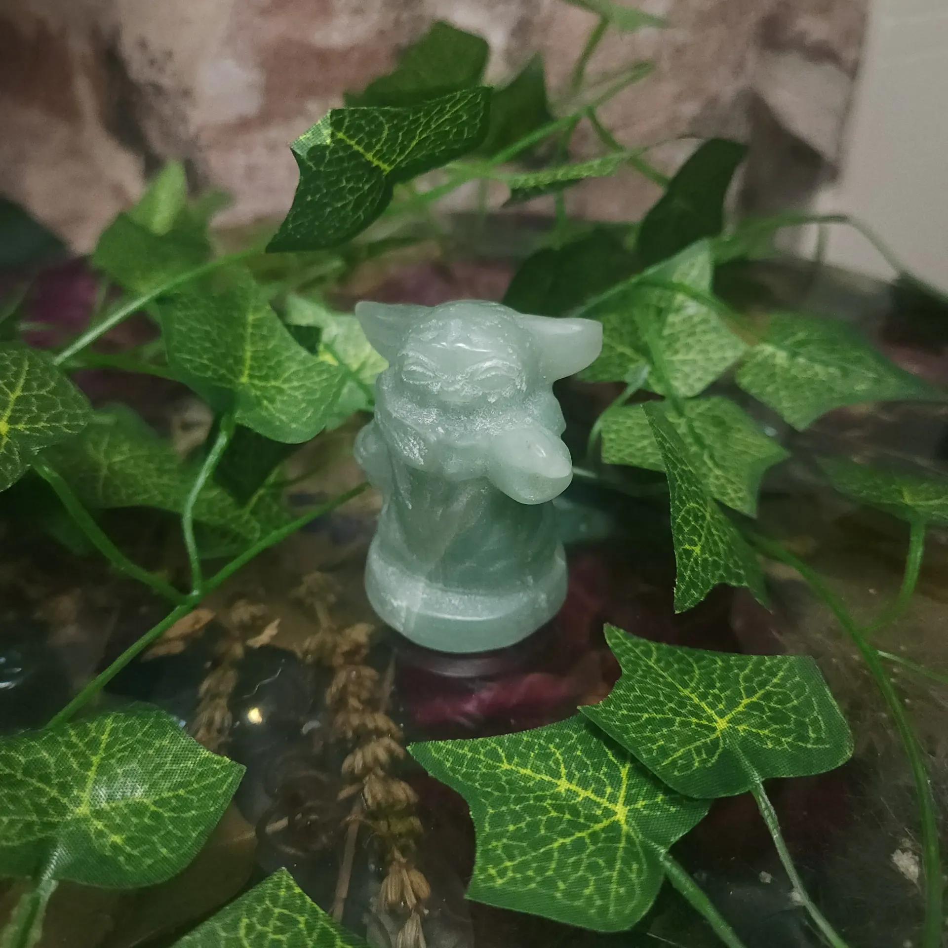 Green Aventurine Alien Baby Carving (2")
