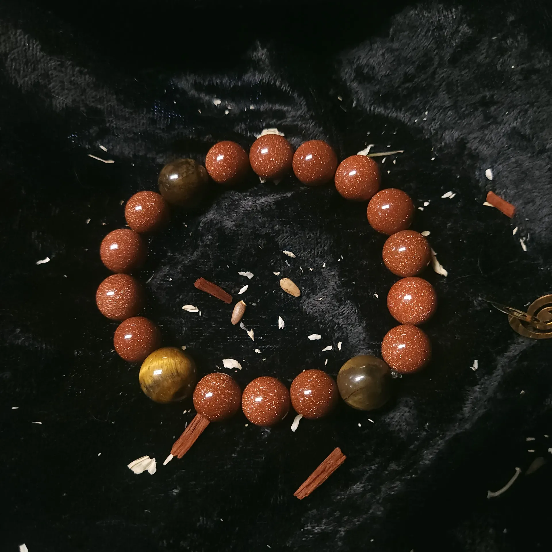 Goldstone & Blue Tiger's Eye Bracelet (large)