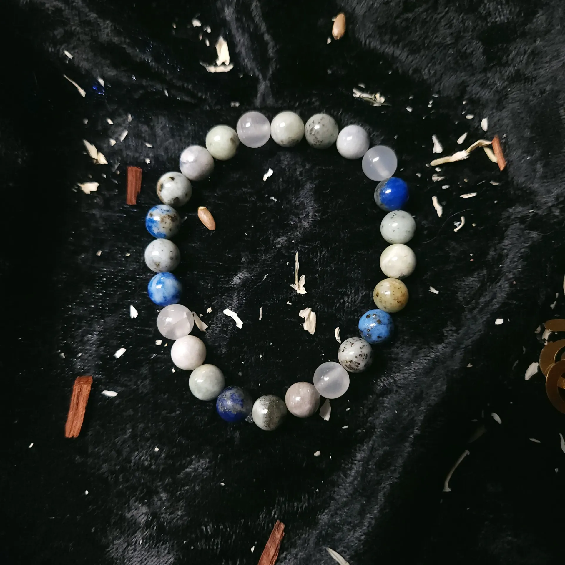 Heckmanite, Sodalite & Selenite Bracelet