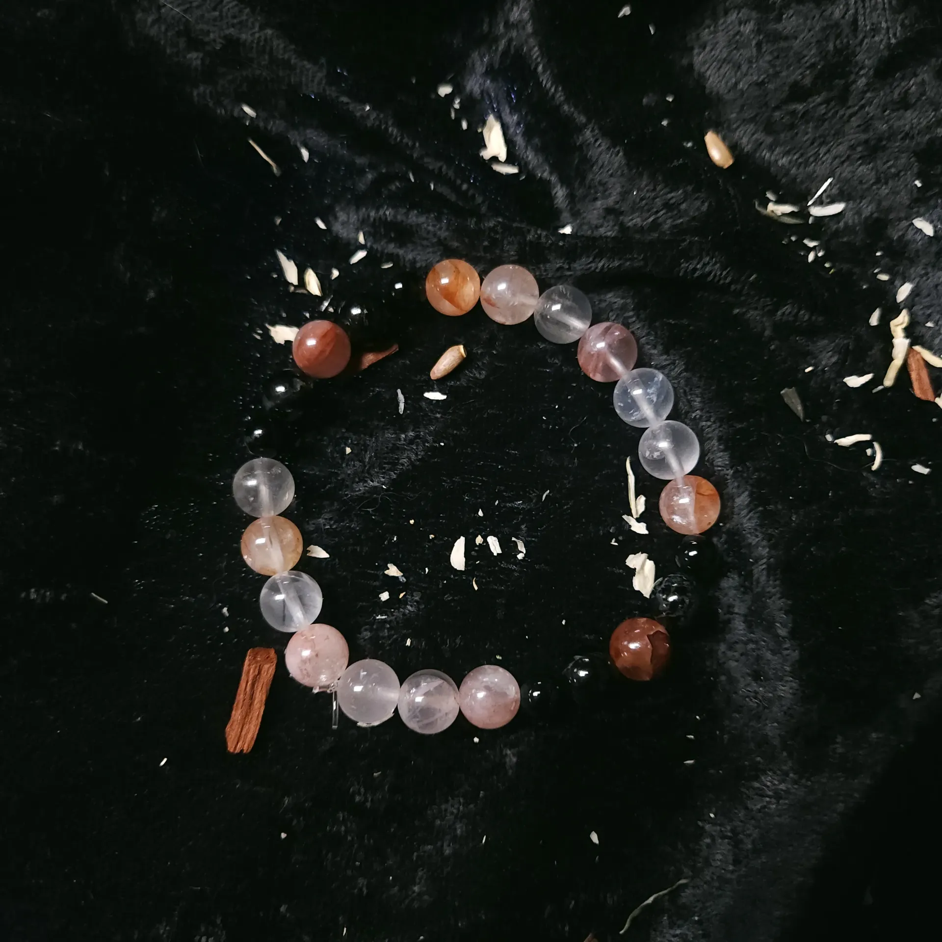 Fire Quartz & Black Tourmaline Bracelet