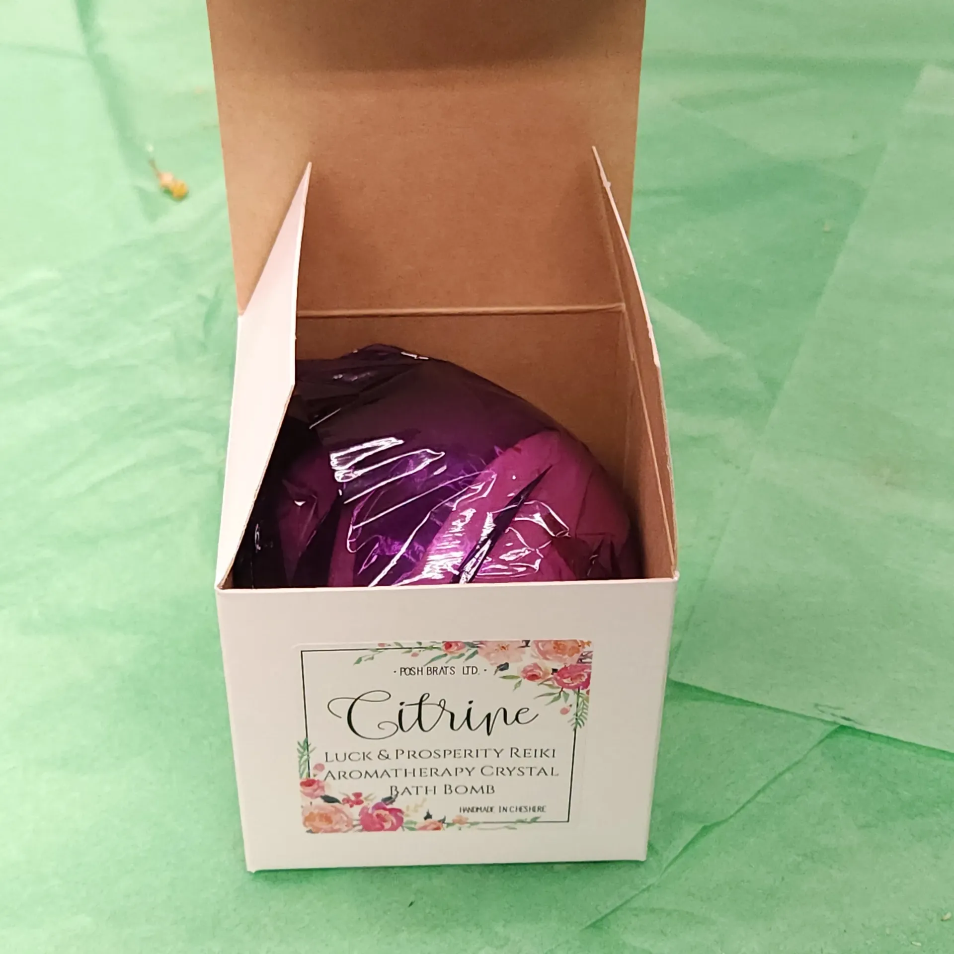 Citrine Luck & Prosperity Reiki Aromatherapy Crystal Bath Bomb