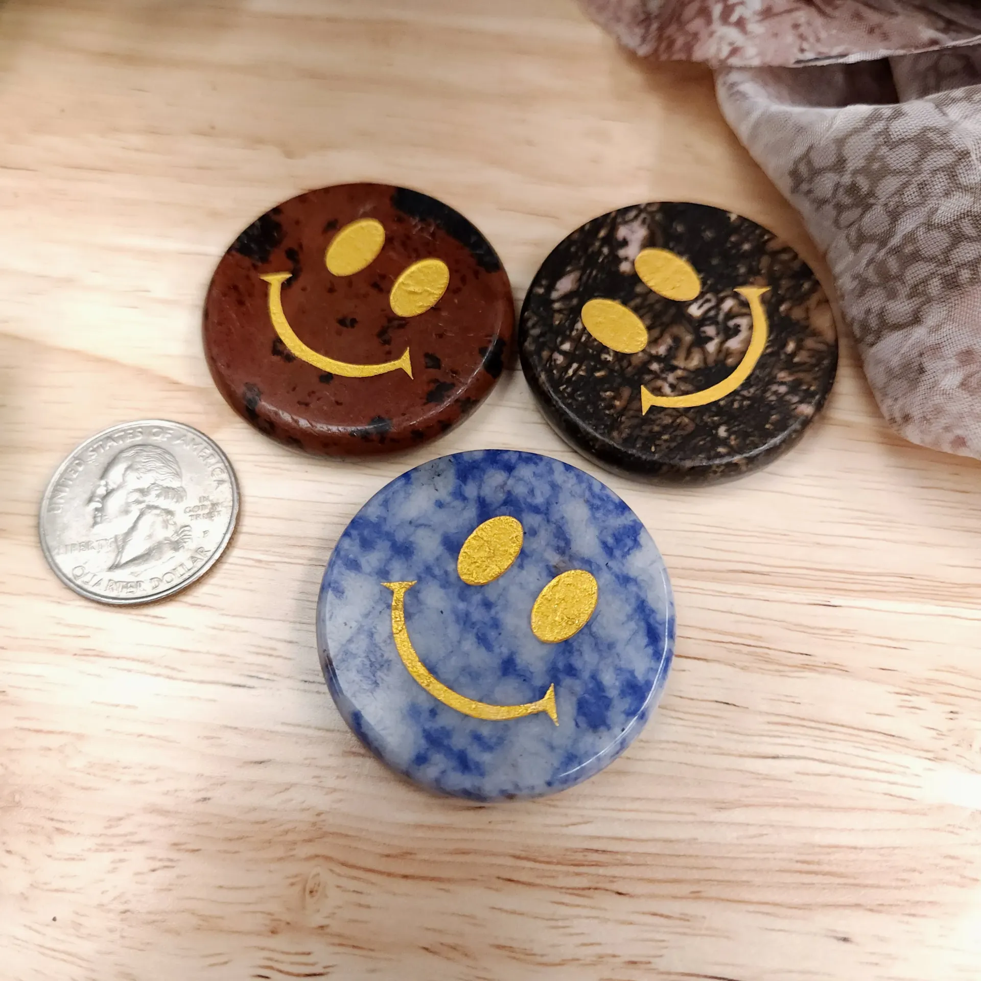 Smiley Face Gemstone Disc 1.625"