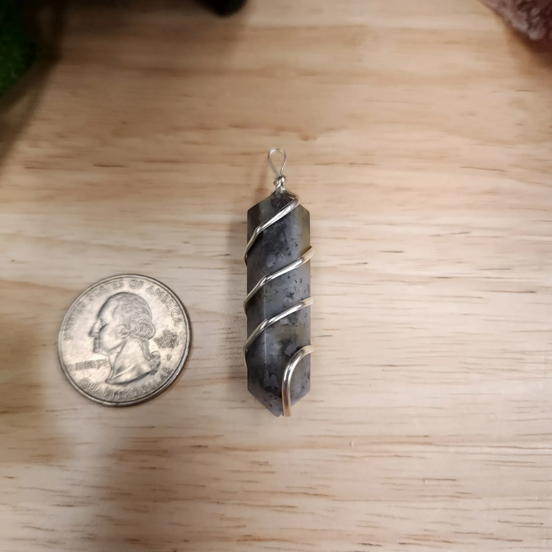 Dendritic Agate Double-Point Pendant, Wire-Wrapped