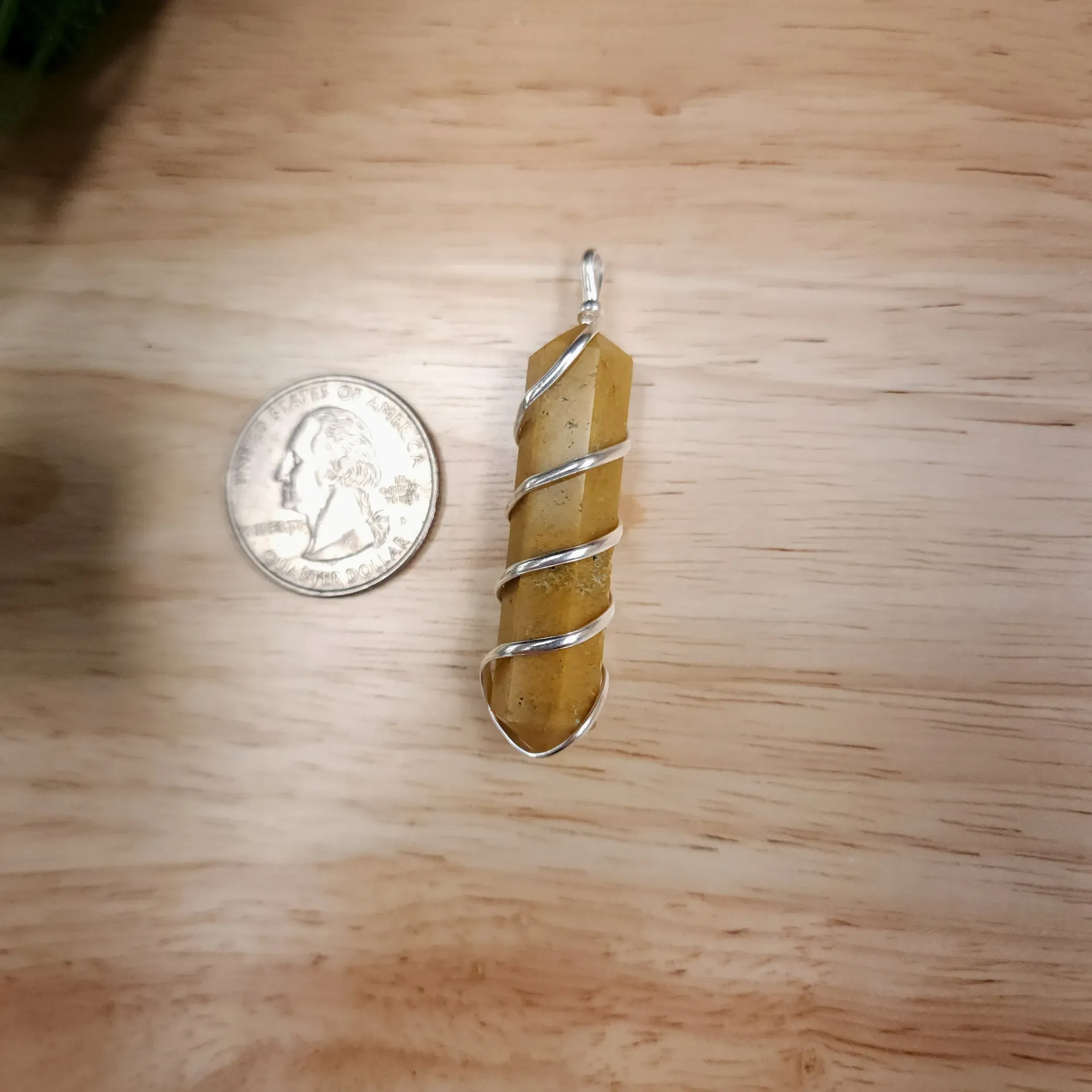 [102900] Ocean Jasper Double-Point Pendant, Wire-Wrapped