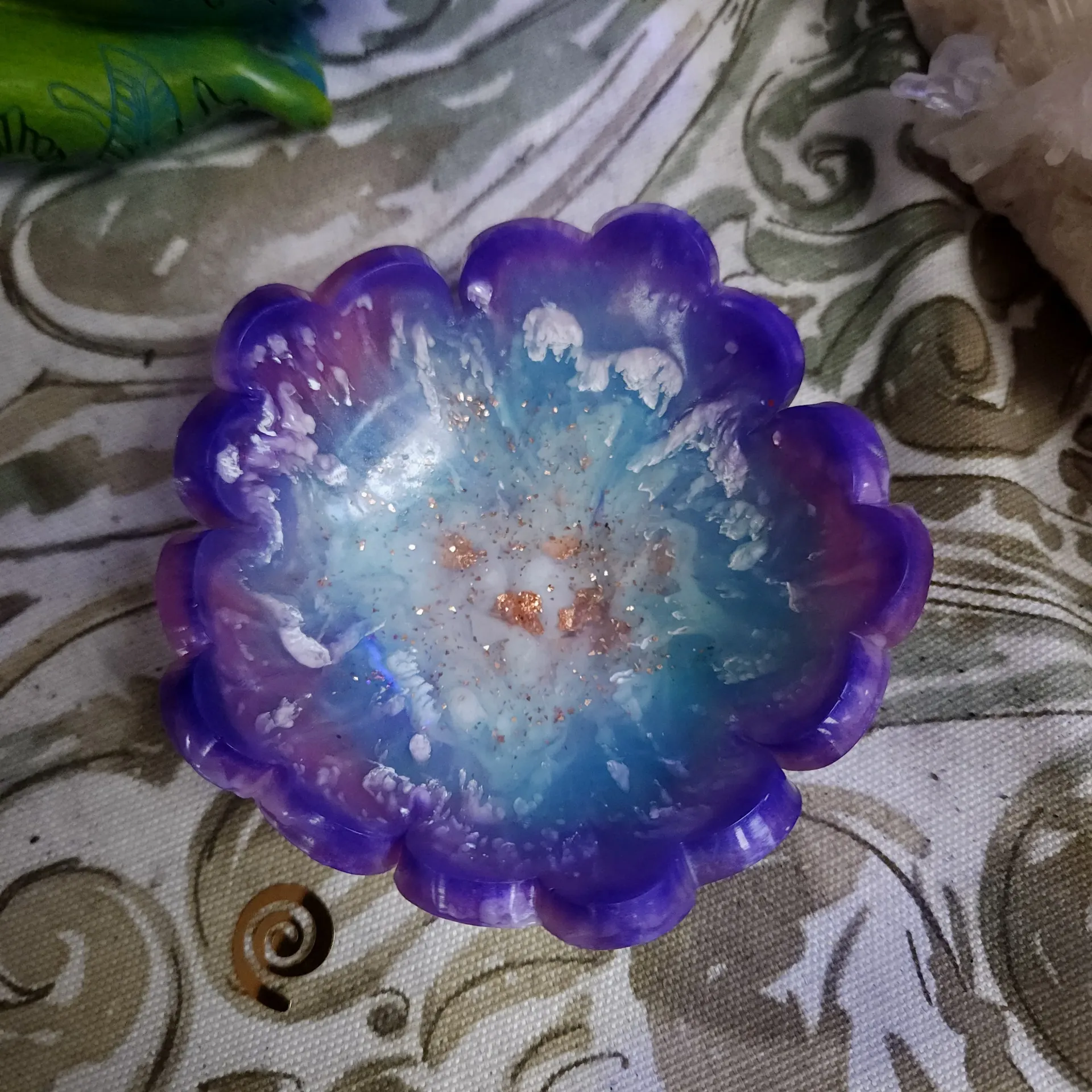 [10340] Offering Bowl – Resin Deep Well, Violet/Copper 3.75" – Soul Seed