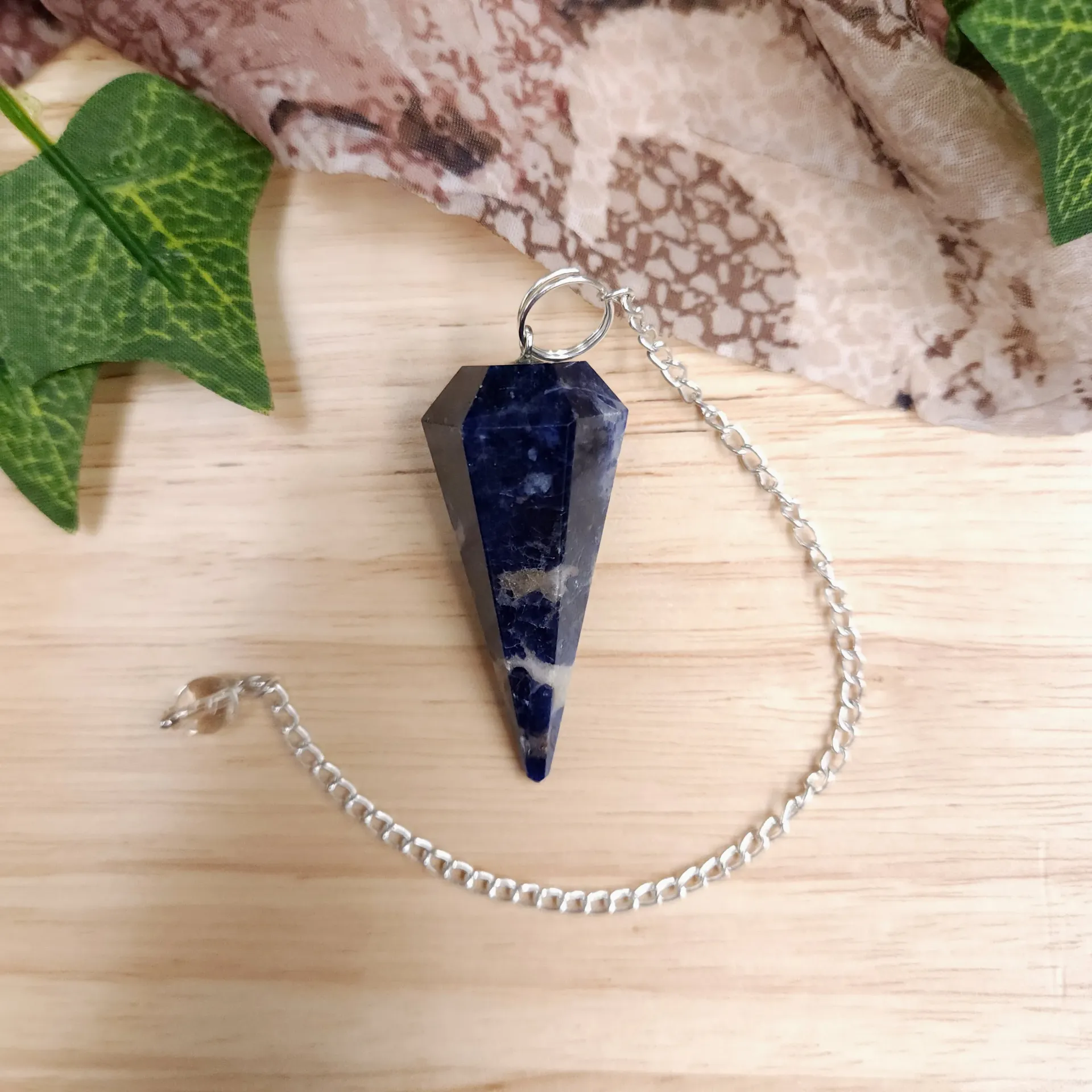 Sodalite Faceted Point Pendulum — 1.75" w/ 7" Chain