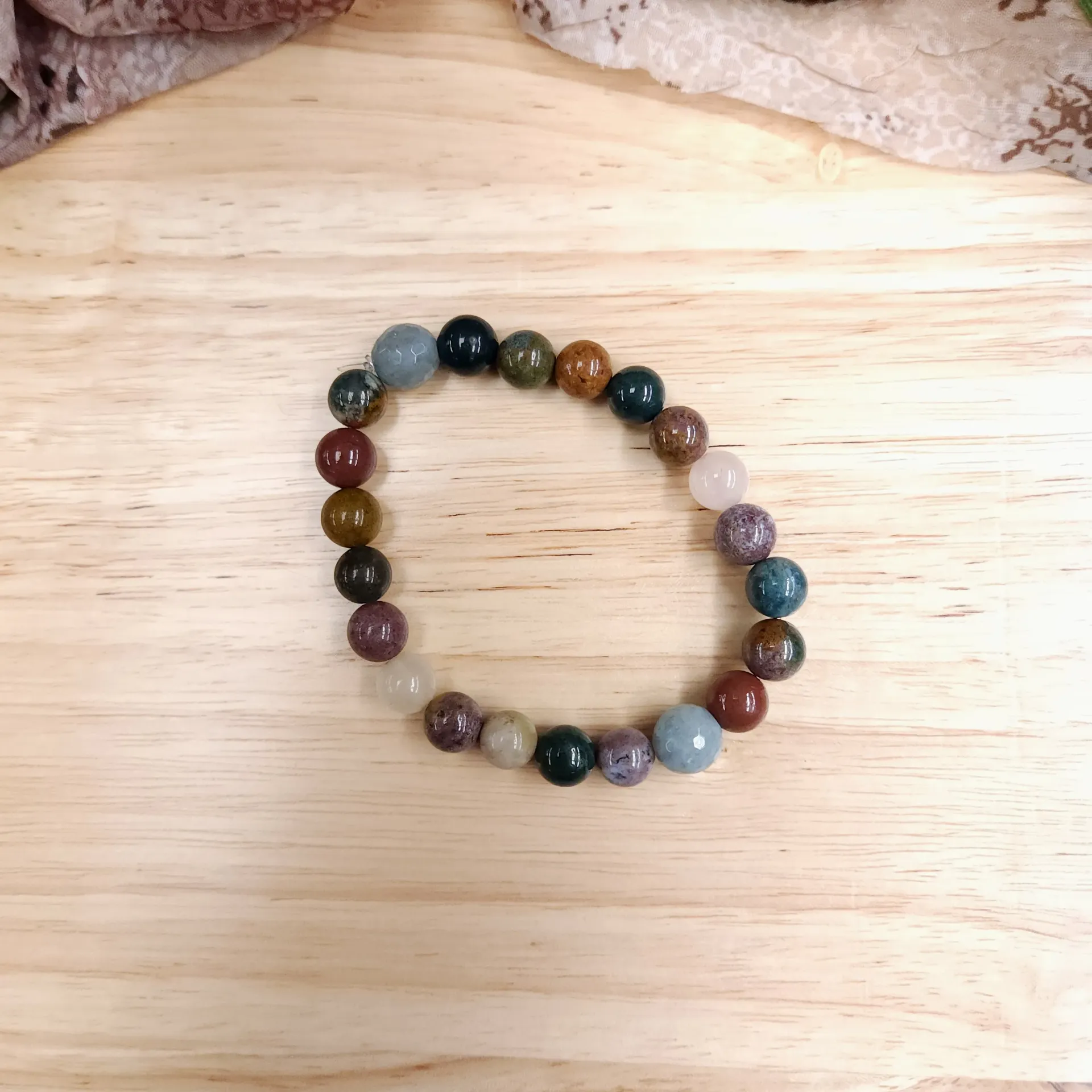 [10372] Ocean Jasper & Aquamarine Bracelet