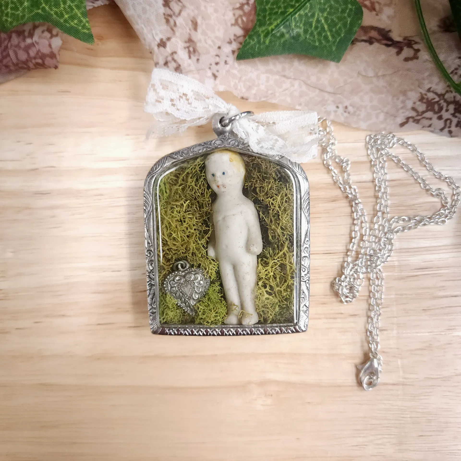 Doll Shrine Pendant with Heart Charm