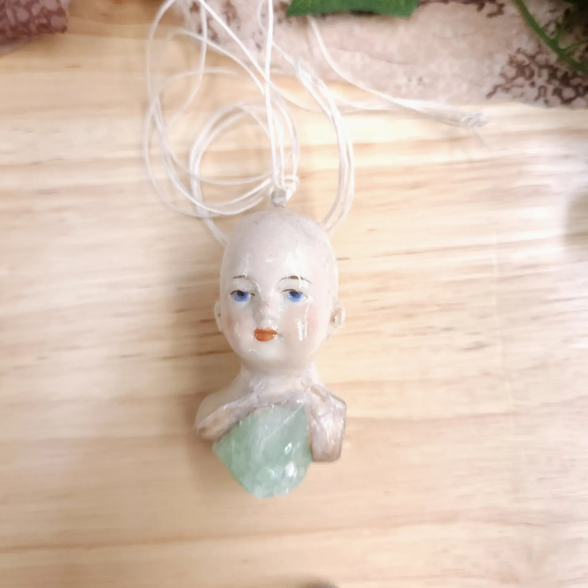 Doll Head Pendant with Fluorite