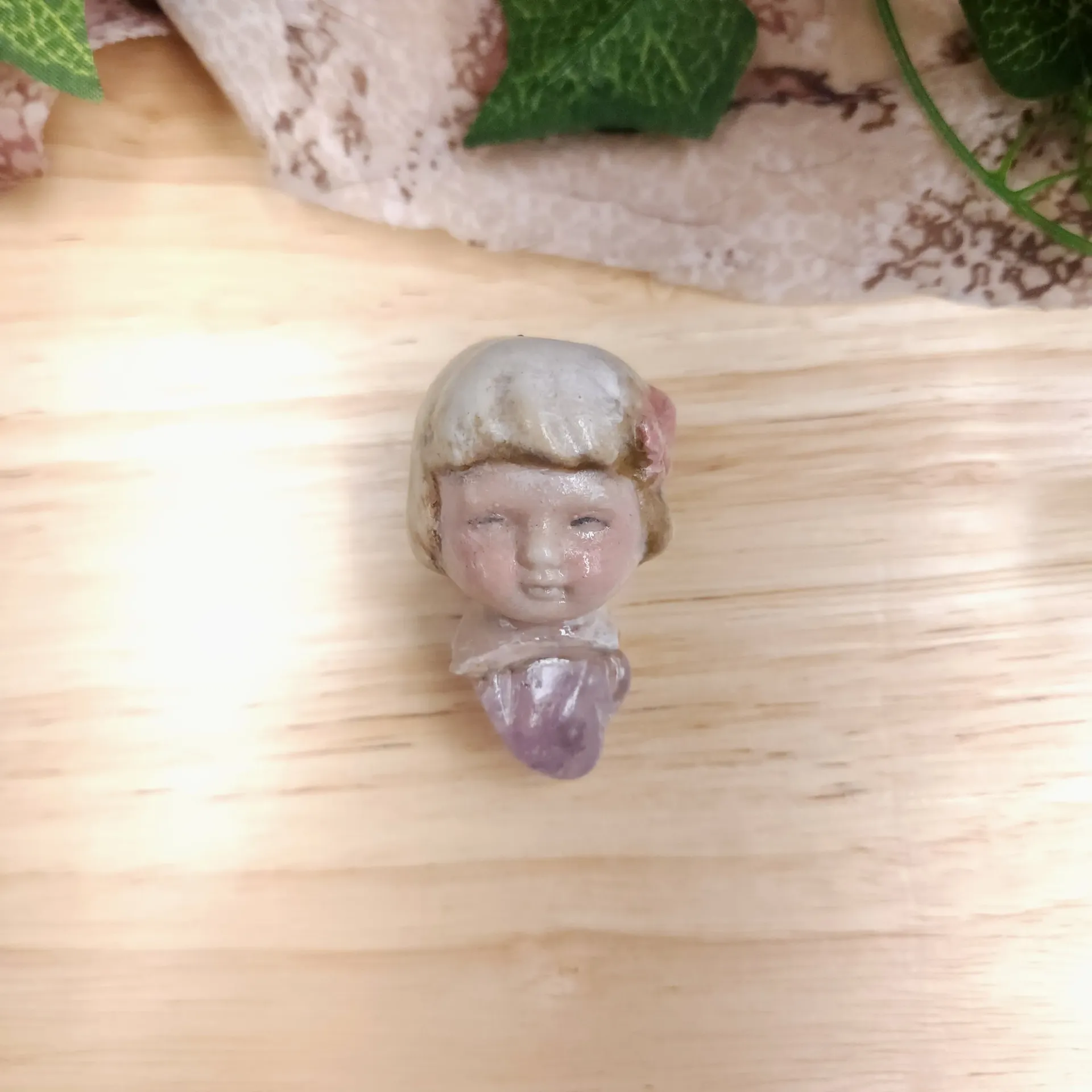 Porcelain Doll Head with Amethyst