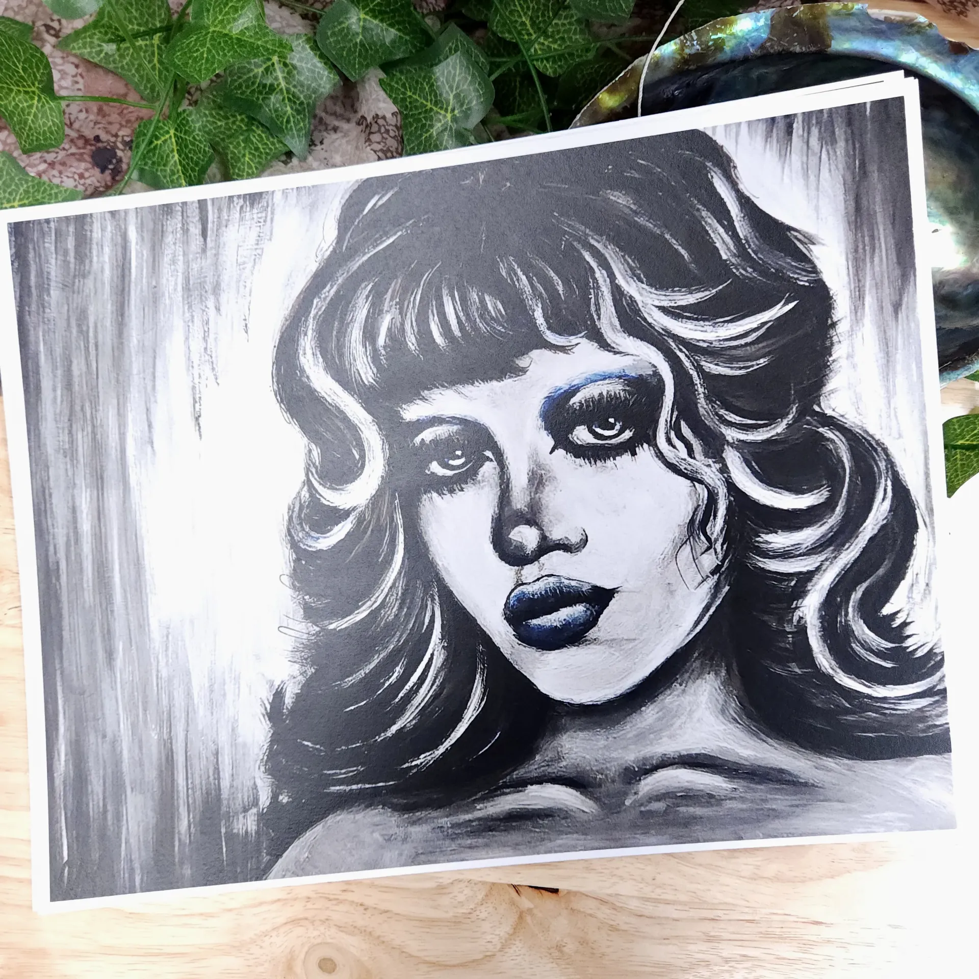 [10400] Shadow Girl in Blue Art Print 8.5x11