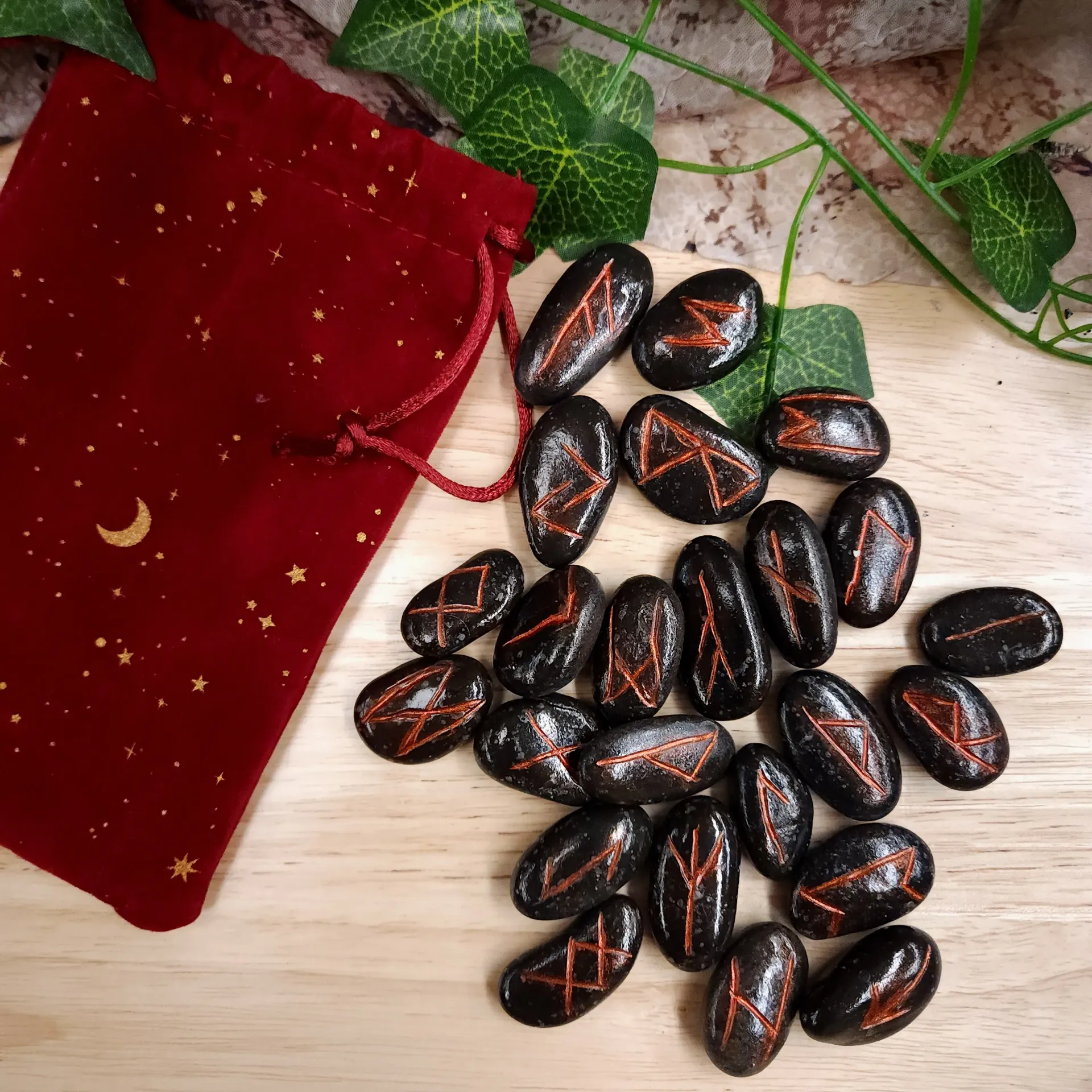 Carved River Stone Rune Set