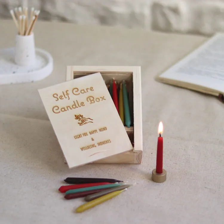 Self Care Candle Box with Brass Holder