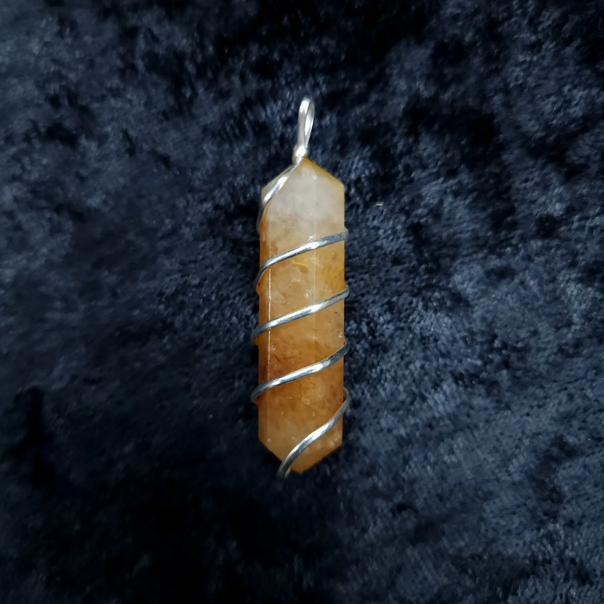Golden Healer Quartz Double-Point Pendant, Wire-Wrapped