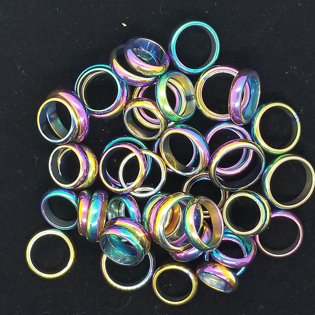[121503030610] Rounded Rainbow Magnetic Hematite Rings