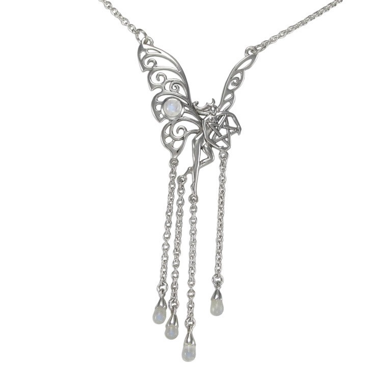 Dancing Faerie Necklace w/ Moonstone Droplets