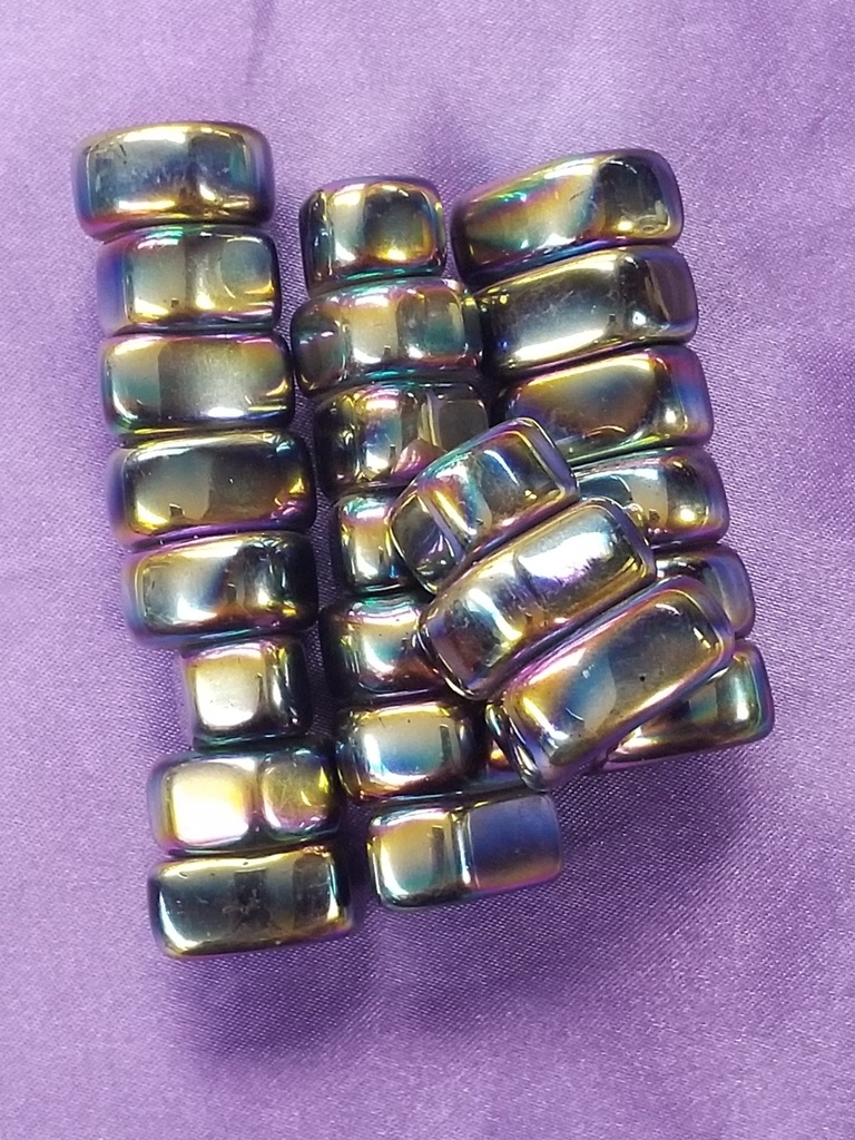 [1209850202] Rainbow Magnetic Hematite Tumbles (sold individually)