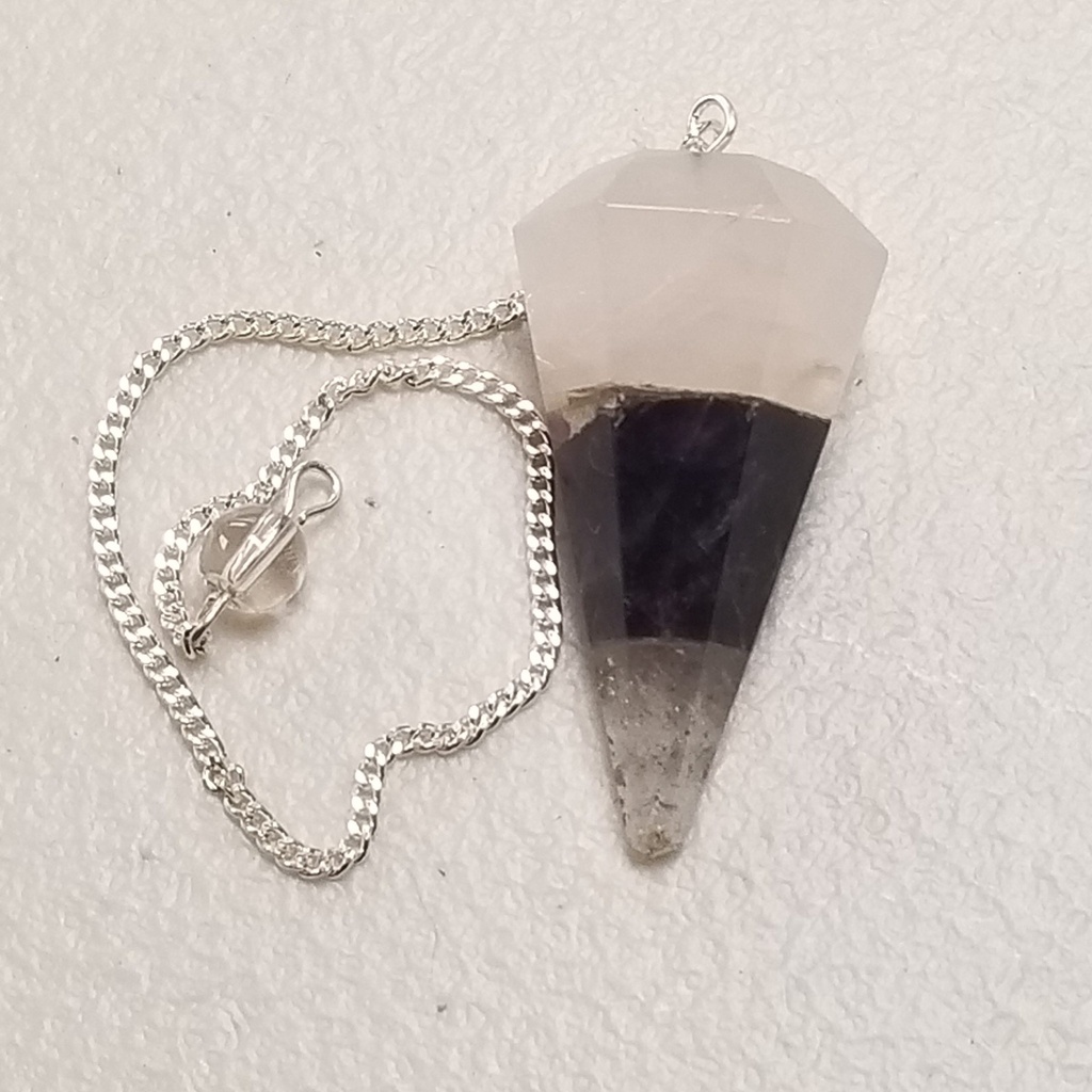 [10406] Amethyst & Rose Quartz Layered Pendulum