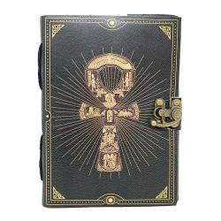 [11246] Black Ankh Leather Journal