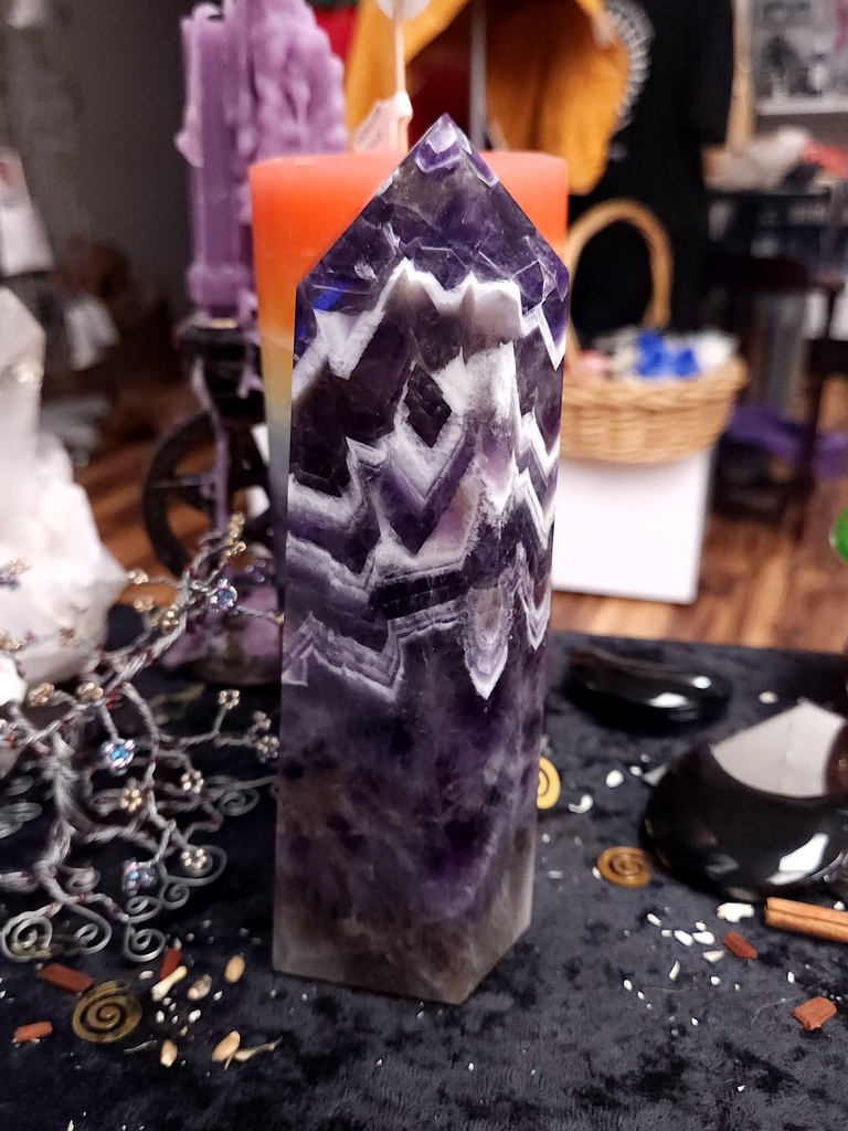 Chevron Amethyst Crystal Tower 170mm