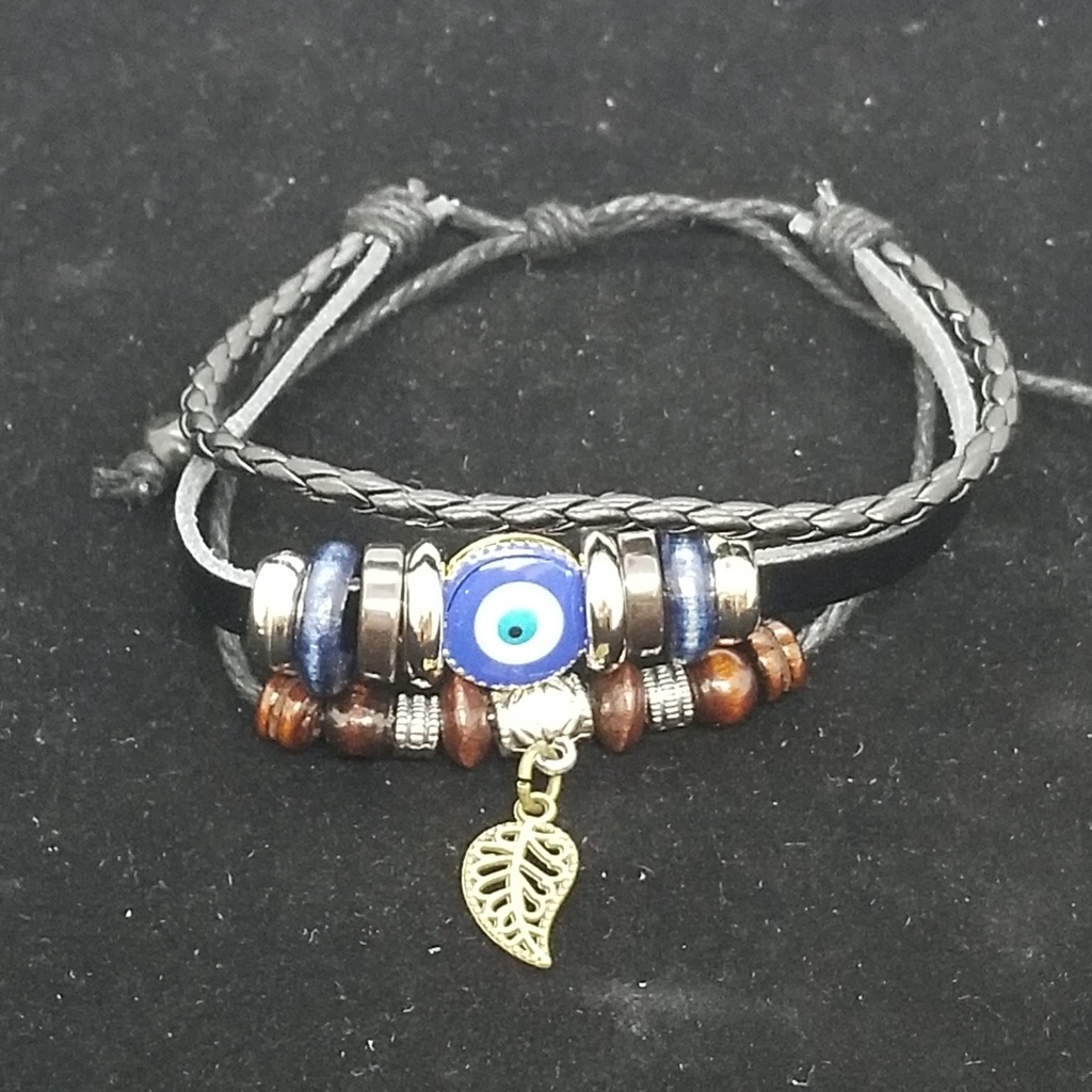 Black Leather Protection Bracelet