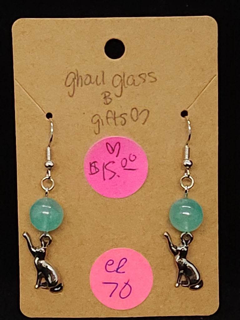 [5015051470] Aqua Kitty Earrings (ER70)