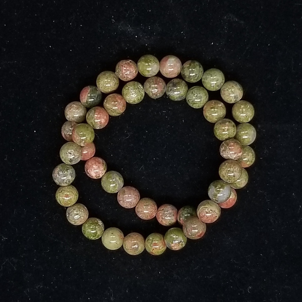 [32150208233] Crystal Bracelets - Unakite, 8 mm