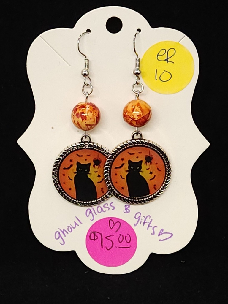 [5015051410] Red Orange Kitty Earrings (ER10)