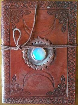 [1604015702] Triple Moon Stone Leather Blank Book